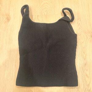 Aritzia Babaton Black Sculpt Knit Squareneck Tank